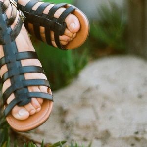 Leather Ankle High Gladiator Strappy Buckle Sandal